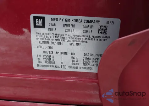 2021 Buick Encore Gx Awd Select from USA, damaged, VIN KL4MMESL3MB140784